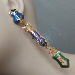 Rare Long Edgar Berebi Goldtone Colorful Dangle Earrings